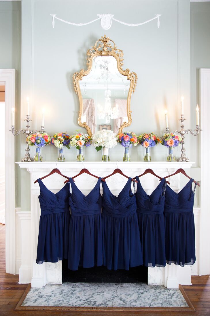 Navy Bill Levkoff Bridesmaid Dresses