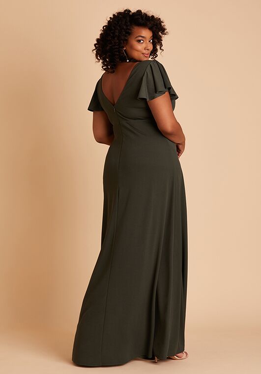 Birdy Grey Hannah Dress in Crepe Olive V-Neck Bridesmaid Dress - 5