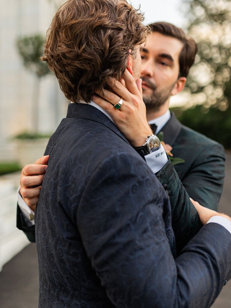 Michael Mendieta's engagement ring with green emerald centerstone