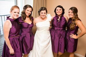 Plum Cocktail Length Alfred Sung Bridesmaid Dresses