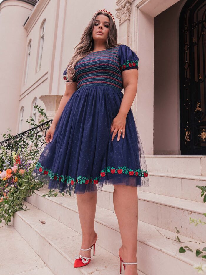 Snow White-inspired plus size wedding guest dress from JessaKae