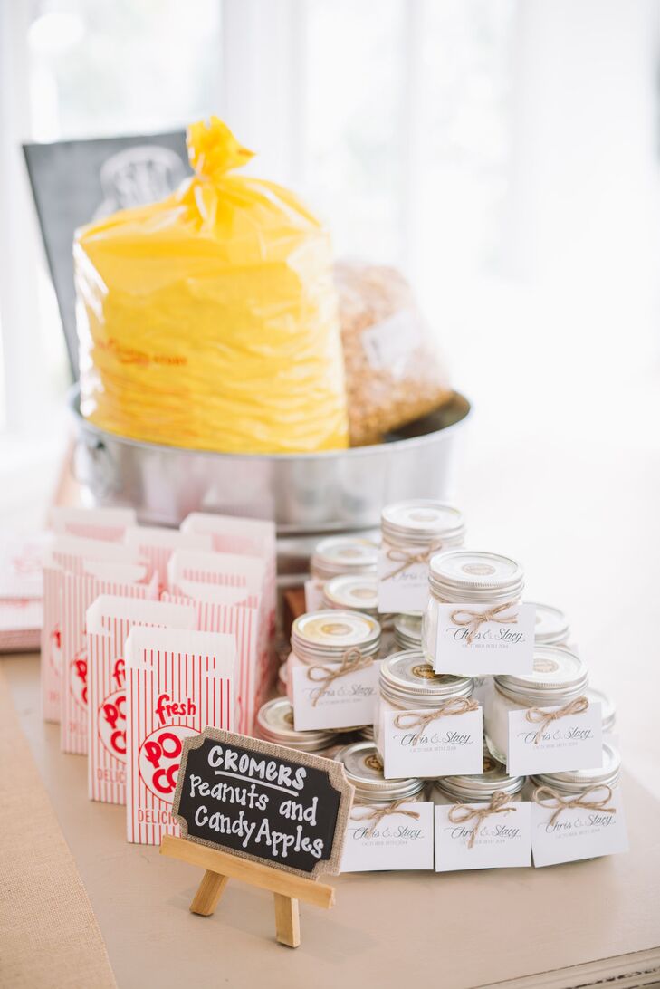 Guests were treated to different kinds of popcorn from a local store, Cromers, in addition to salted peanuts and candy apples.