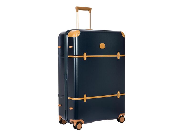Bric's vintage-style leather-trim luggage for wedding registry