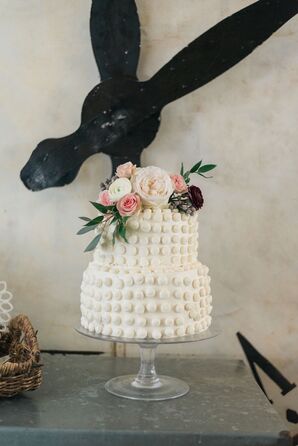 Buttercream Polka Dot Cake with Rose Cake Topper