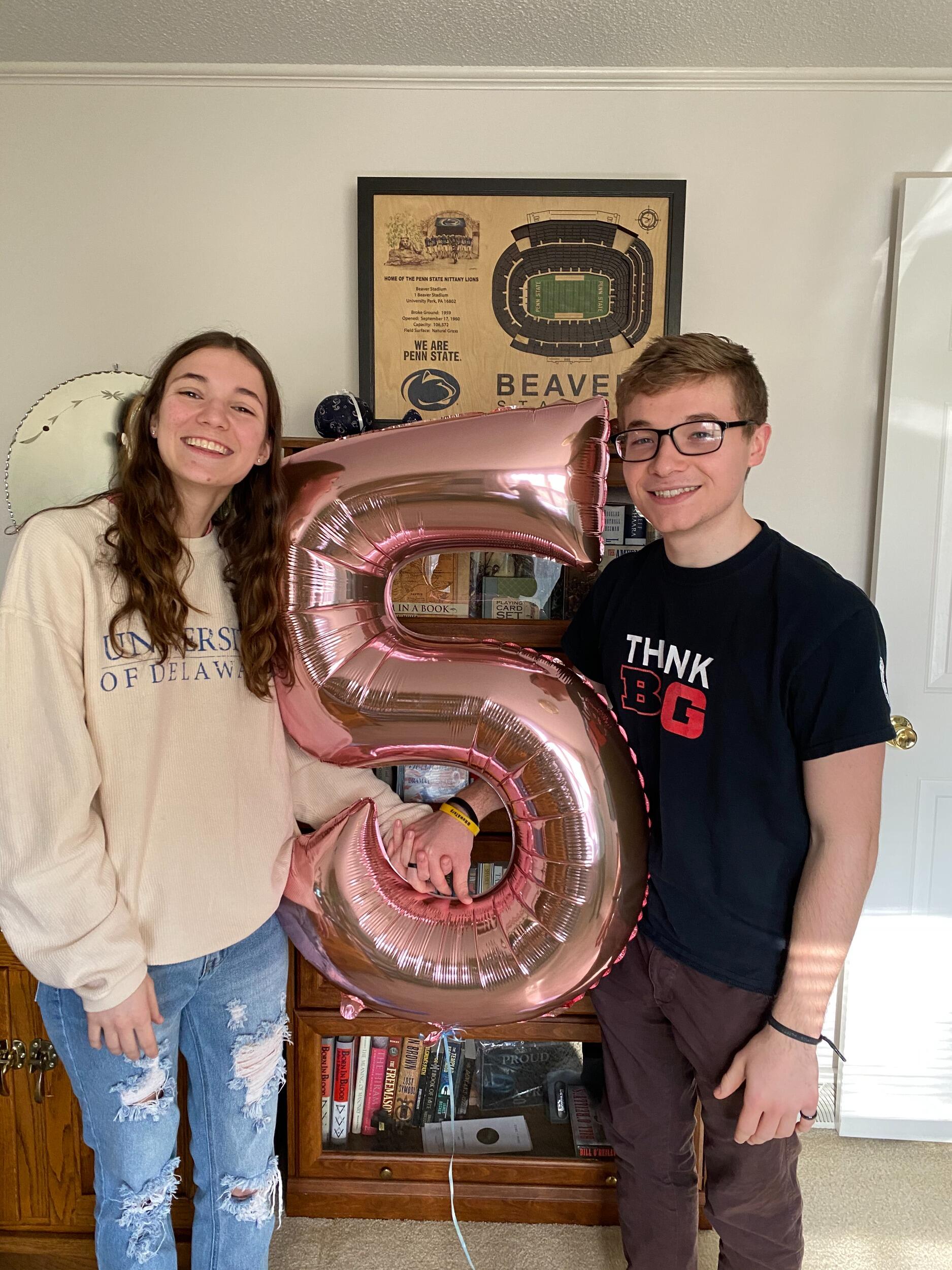 Our fifth anniversary! Balloon presented by the wonderful Grammy Dee and Pappy Tony!