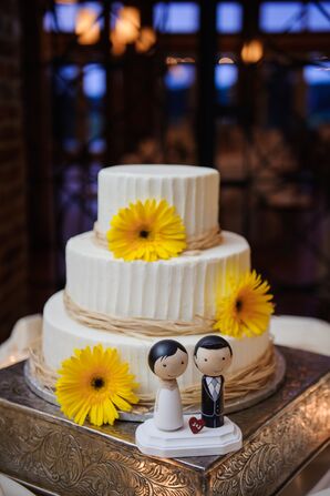 Yellow Gerbera Daisy Decorated Wedding Cake