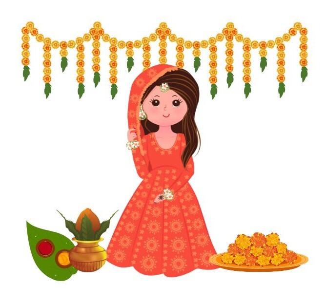 Ganesh Pooja And Mandap Muhrat ---                          
                                                                       Gujarati Bandhani / Patola
