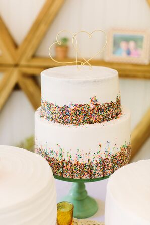 Simple Two-Tier Wedding Cake With Sprinkles