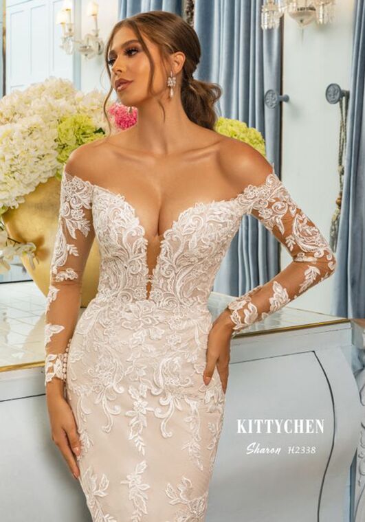 KITTY CHEN SHARON, H2338 Fit-and-Flare Wedding Dress - 6