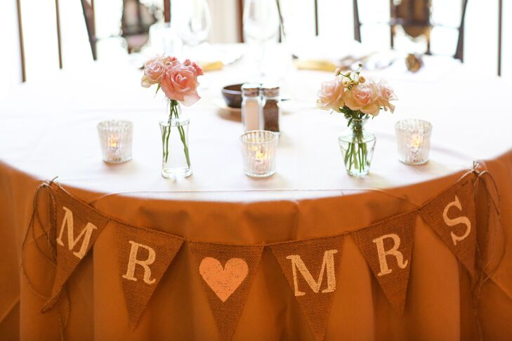 Mr. and Mrs. Burlap Table Flags