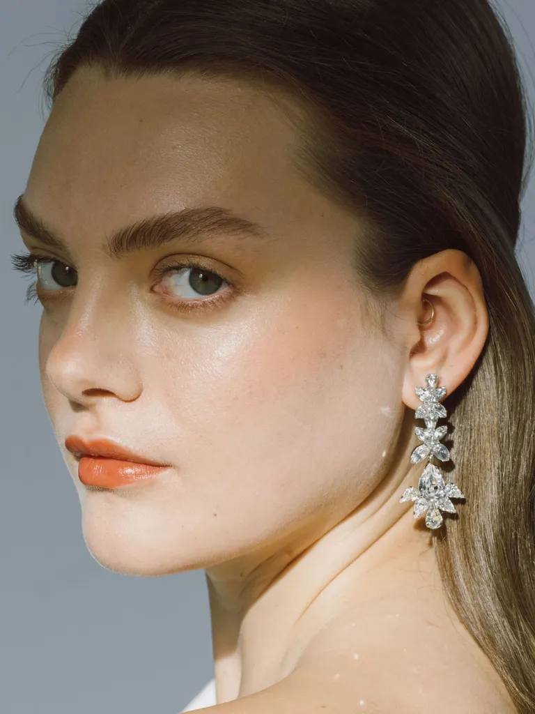 Crystal drop bridal earrings