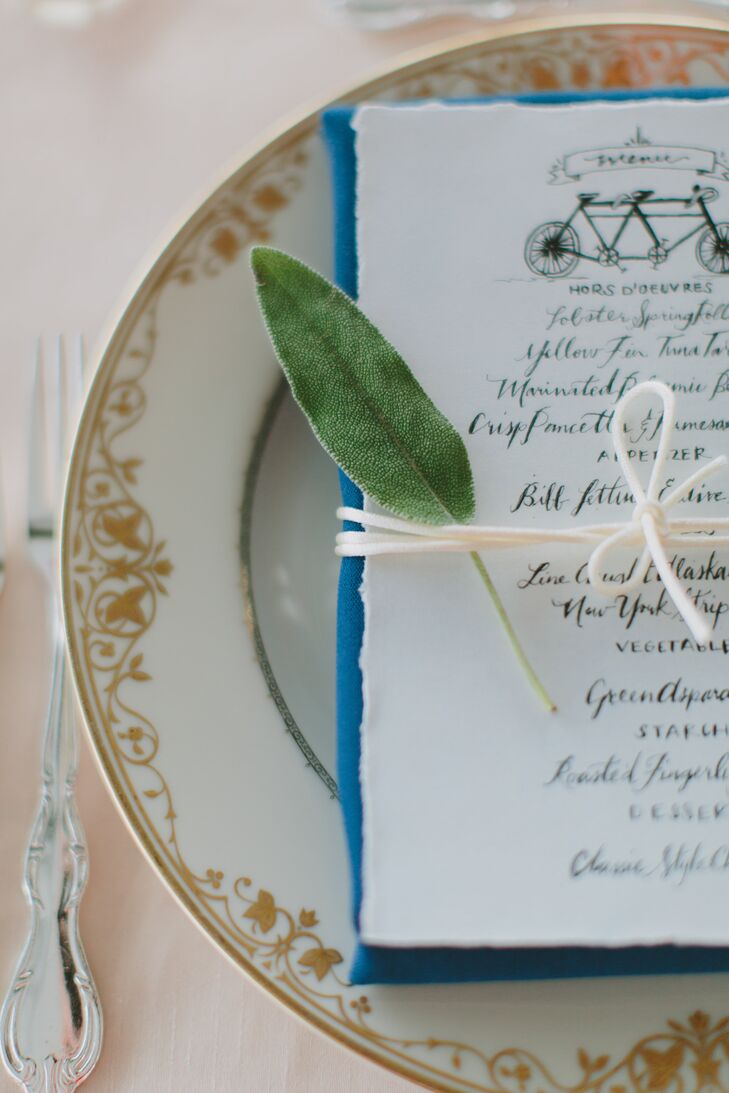 Whimsical Wedding Menu With Eucalyptus Leaf
