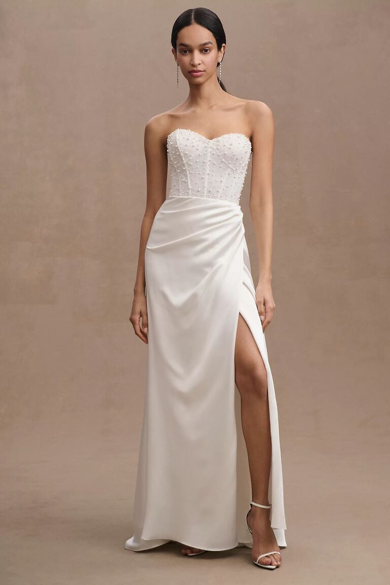 Strapless wedding dress by Anthropologie. 