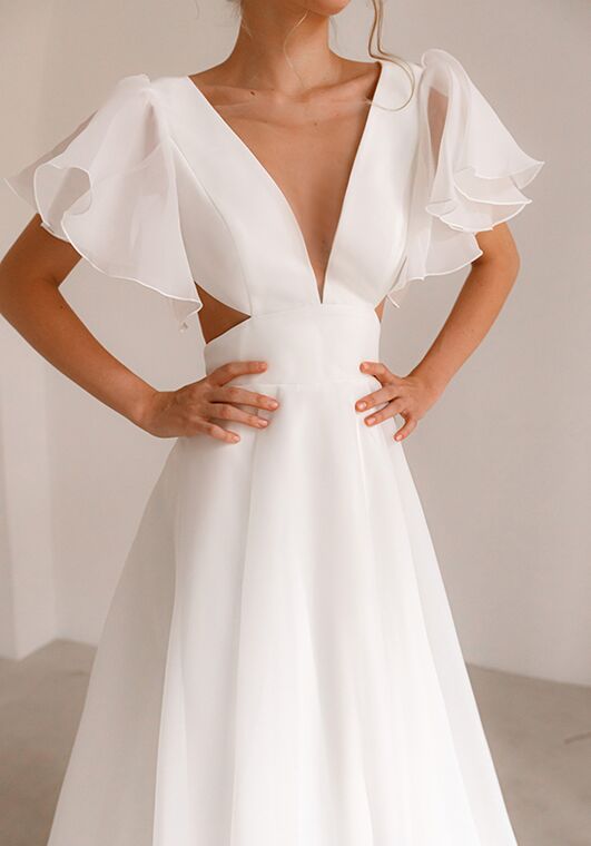 Olivia Bottega Minimalist Silk Organza Wedding Dress Juno A-Line Wedding Dress - 4