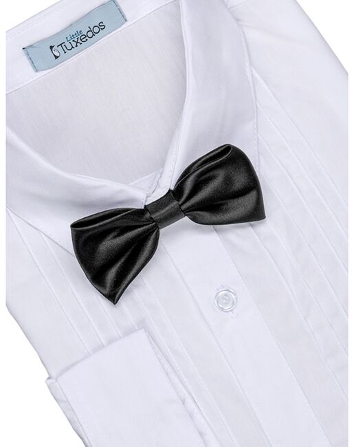 Little Tuxedos "Princeton" Kids Black Tuxedo (5-Piece Set) Flower Girl Dress and Ring Bearer Outfit - 5