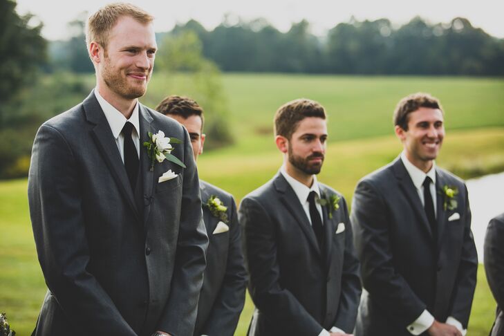 Groom During First Look at Prospect, Pennsylvania Wedding
