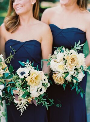 Navy Dresses and Yellow Bouquets at Rustic Estate Wedding in Ladue, Missouri