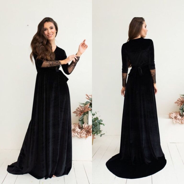 IsabelleMauriceShop black velvet gothic bridesmaid dress
