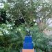 Blue Square Wedding Cake on Copper Stand