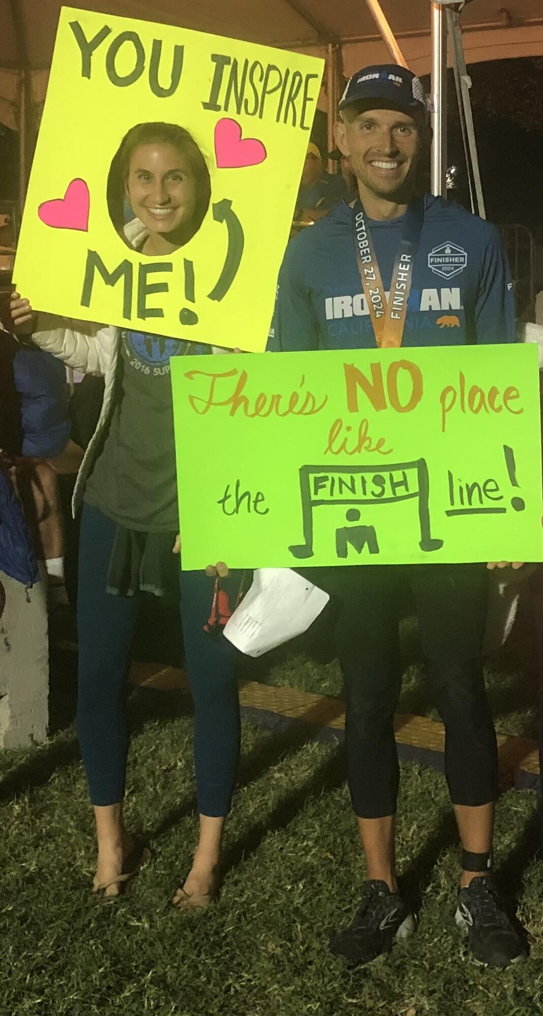 Cameron completes IRONMAN California 140.6 miles; Lauren is his #1 supporter!