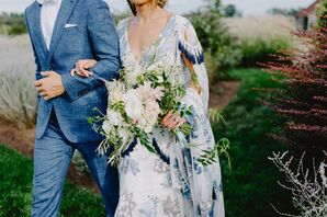 Green-and-White Bouquet at Early Mountain Vineyards in Madison, Virginia