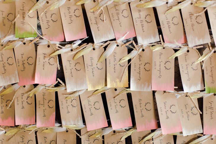 Hand-Crafted Escort Cards with Antler Motif