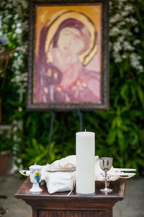 Virgin Mary Icon During Ceremony