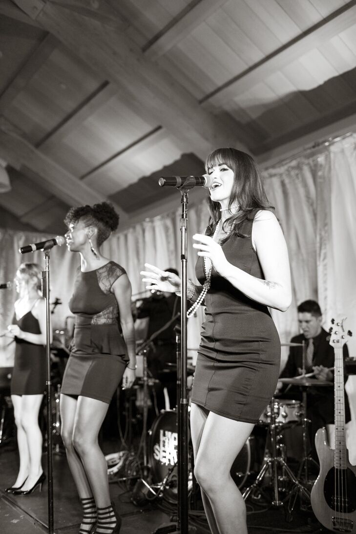 After dinner, guests were led to the dance floor by the live band, Hip Service, from Sacramento. Kendal always wanted a live band because they easily bring every person on the dance floor. At the couples recommendation, the band played music from the 60s, 70's and 80's.