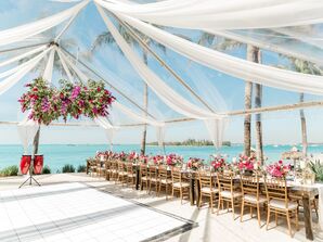 Luxurious Oceanfront Wedding Reception with Long Tables and a Dance Floor
