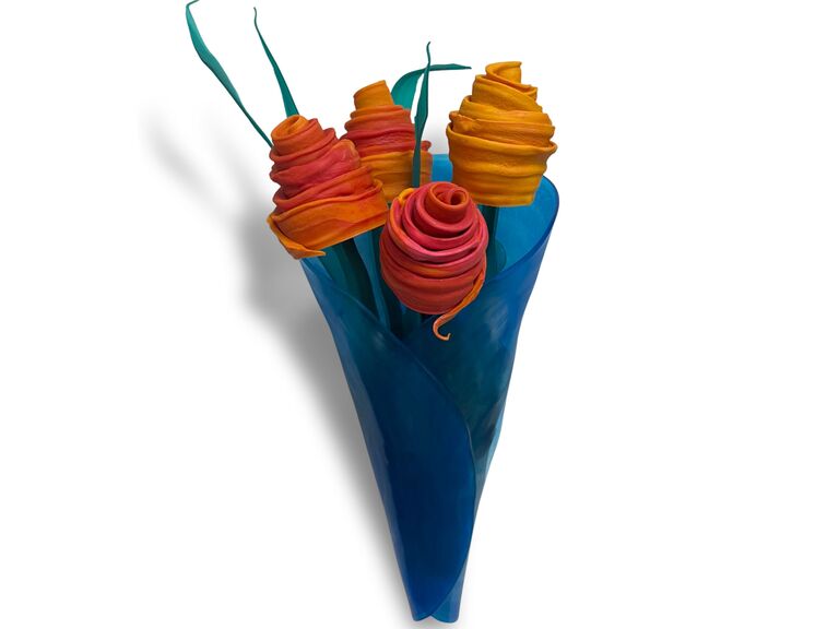 Recycled vinyl record flower bouquet unusual Valentine's Day gift 