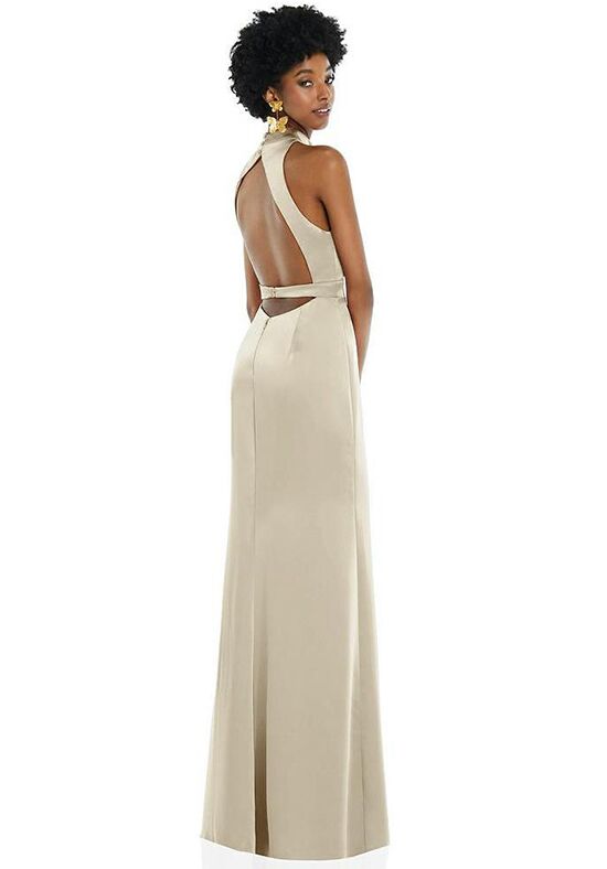 Dessy Group High Neck Backless Maxi Dress with Slim Belt - LB037 Bridesmaid Dress - 1