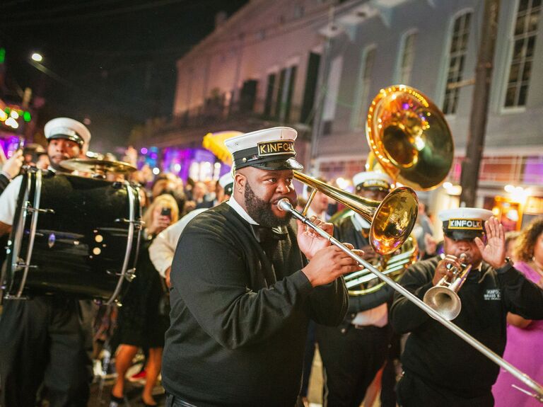 New Orleans brass band playing. 