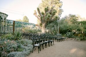 Minimalistic Ceremony Space in Desert Garden With Cacti and Plants