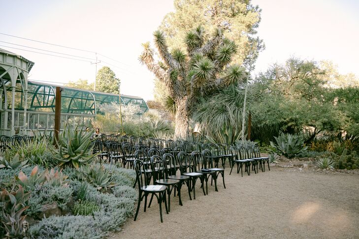 Minimalistic Ceremony Space in Desert Garden With Cacti and Plants