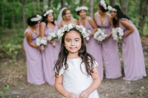 White Rose and Baby's Breath Flower Crown