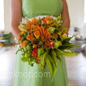 Orange and Green Bridesmaid Bouquet