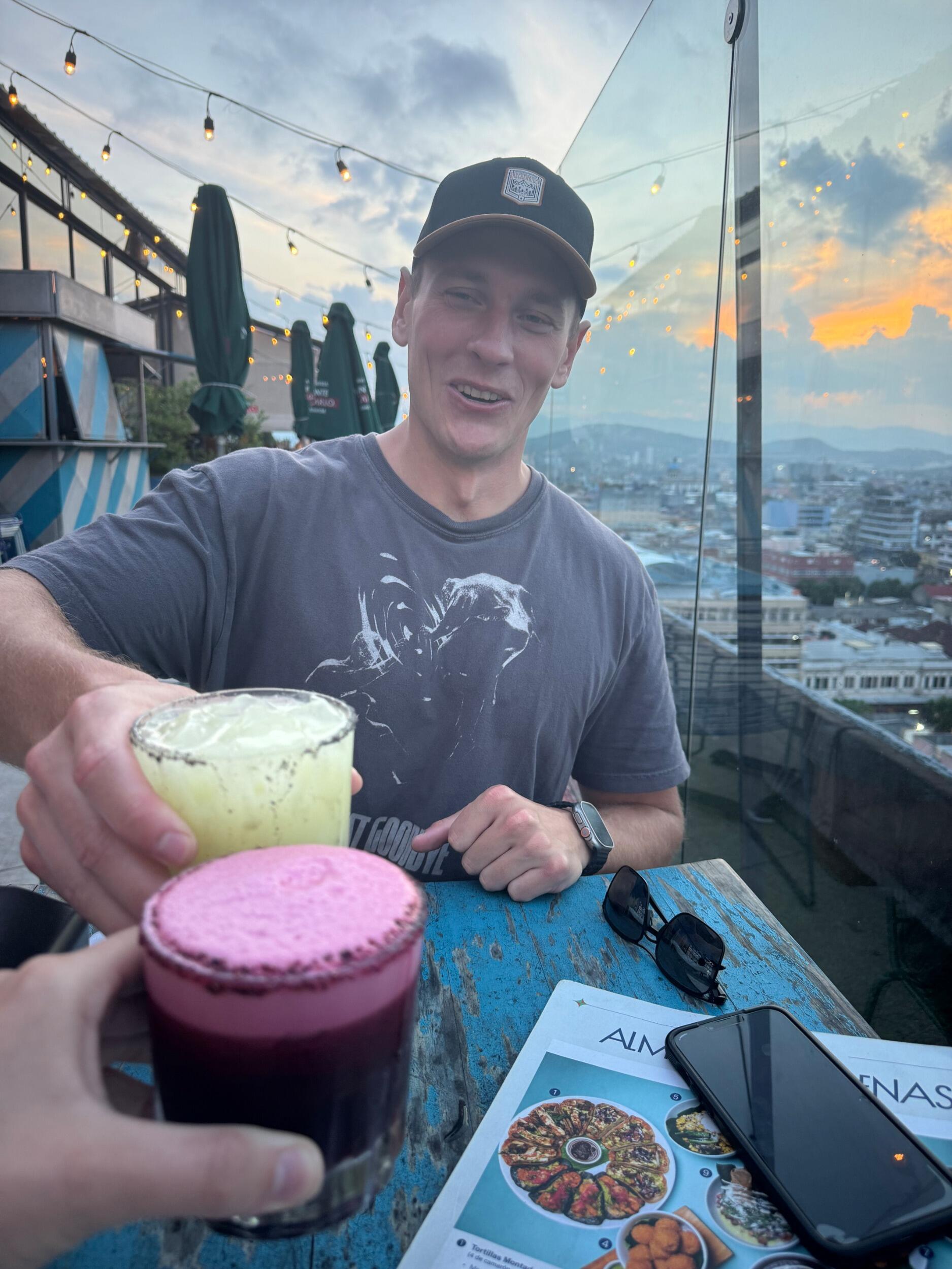 Celebrated our one year anniversary on a rooftop bar in Guatemala!