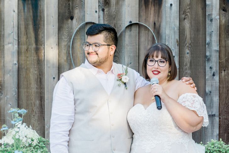 Bride and Groom Giving Wedding Speech at Holman Ranch in Carmel Valley, California
