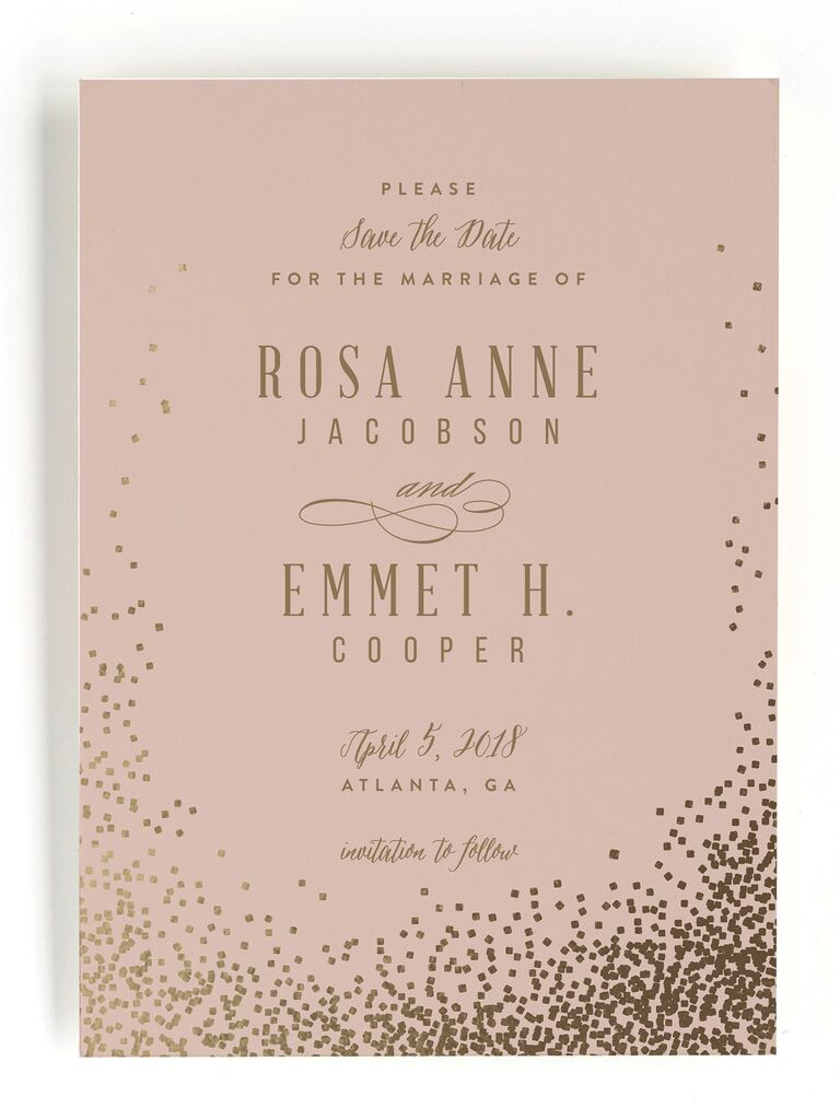 rose and gold save the date