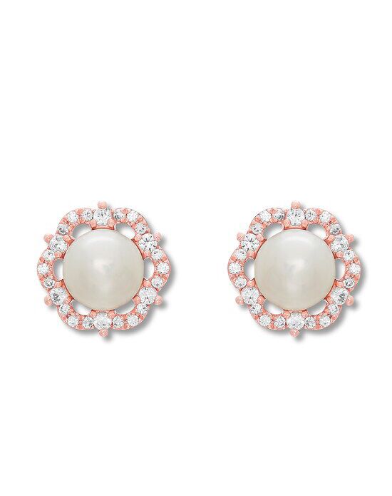 Kay Jewelers Freshwater Cultured Pearl Earrings 10K Rose Gold Wedding Earrings photo - 1