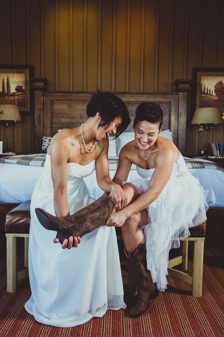 Putting on Brown Cowboy Boots