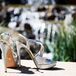 Silver Prada Peep-Toe Bridal Heels