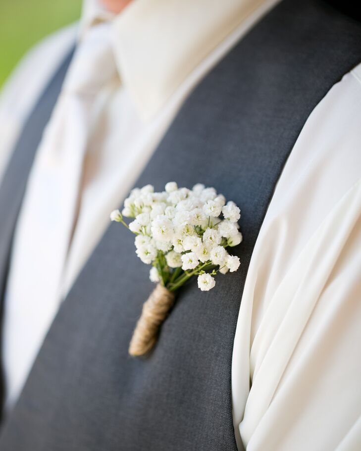 Boutonniere with Brown Twine Wrap