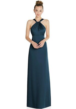 Dessy Group Draped Twist Halter Low-Back Satin Empire Dress - 6855 Halter Bridesmaid Dress