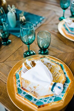 Octagonal Bamboo Motif Dinnerware