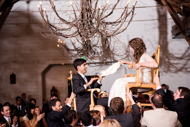 Interfaith Couple Dancing the Hora at Reception