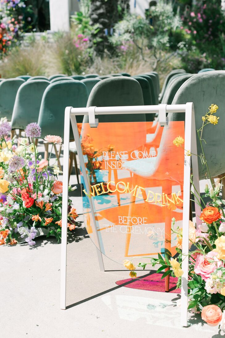 Orange Acrylic Wedding Welcome Sign