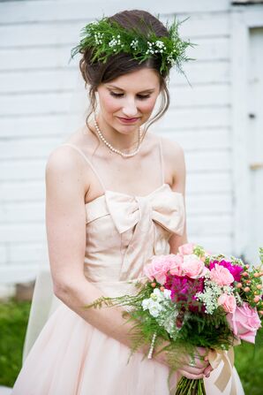 Green Fern and Baby's Breath Flower Crown