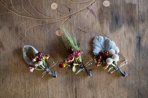 Silver Brunia and Lamb's Ear Boutonnieres