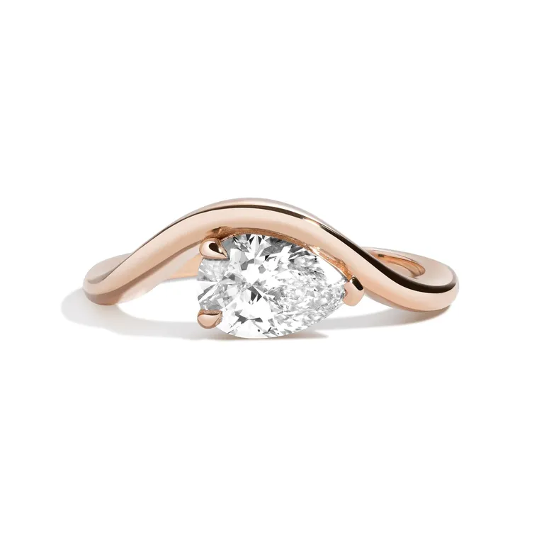 East-West Pear Eye Engagement Ring